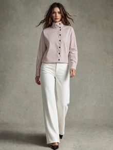 Trelyra Striped Turtleneck Shirt, Asymmetric Aesthetic, Early Spring Layering Masterpiece - Pink - View 5