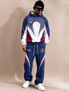 Aesthetic Post Men's Letter Pattern Colorblock Hoodie And Sweatpants Set - Multicolor - View 4