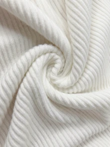 LUMIGAL Autumn/Winter New Brushed Ribbed White Diagonal Button Stacked Collar Long Sleeve Knit Base Layer, Vertical Ribbed Texture, Diagonal Placket Split Hem, Slim Fit Waist Elastic Knit Top, Korean Style Mature Commuter, Suitable For Daily Commute, Date, Inner Layer, Layering - White - View 3