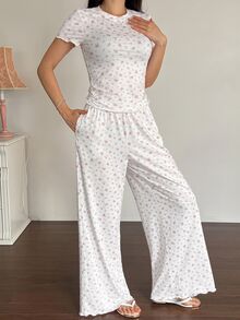 Livesso Conjunto de pijama casual y cómodo para mujer, de verano - Rosa - Ver 5