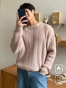Claim Dot Jersey de cuello redondo de unicolor, de manga larga y con costillas para hombre, de uso casual - Multicolor - Ver 6