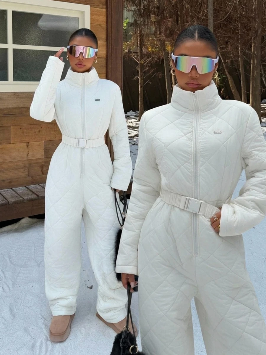 Muchica Women's Winter Outdoor Warm Jumpsuit - White - View 1