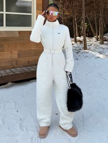 Muchica Women's Winter Outdoor Warm Jumpsuit - White - View 8