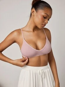 Ocili 羅紋彈性針織一體式無鋼圈舒適女款內衣 - 粉色 - 查看 6