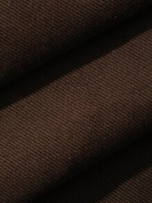 Livesso Summer Autumn Cotton Collared Long Sleeve Button Tie Waist Big Pocket Dark Brown Denim Dress - Coffee - View 7