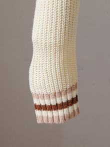 Tween Girl Colorblock Trim Long Sleeve Sweater - Apricot - View 8
