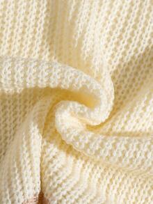Tween Girl Colorblock Trim Long Sleeve Sweater - Apricot - View 7