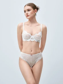 Softvol Floral Lace Thong Sexy Lingerie Bridallingerie - White - View 3