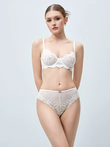 Softvol Floral Lace Thong Sexy Lingerie Bridallingerie - White - View 4