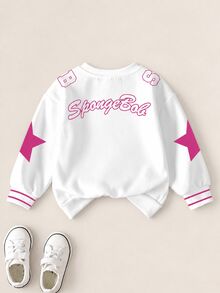 SpongeBob SquarePants | SHEIN Young Girl Autumn/Winter Casual Cartoon Print Sweatshirt - White - View 2