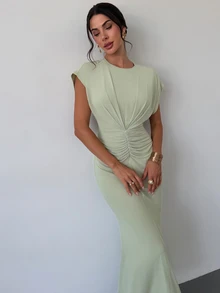 Firerie Women's Elegant Delicate Romantic Date Party Daily New Pleated Mesh Mint Green Dress - Mint Green - View 5