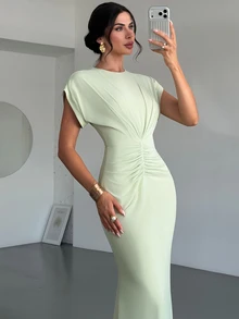 Firerie Women's Elegant Delicate Romantic Date Party Daily New Pleated Mesh Mint Green Dress - Mint Green - View 8