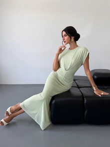 Firerie Women's Elegant Delicate Romantic Date Party Daily New Pleated Mesh Mint Green Dress - Mint Green - View 7