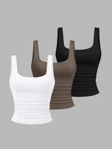 Sweetra Women Casual Solid Color Tank Top For Summer - Multicolor - View 1