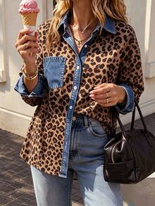 Franclia Women's Leopard Print Long Sleeve Single-Breasted Casual Shirt - Multicolor - View 3