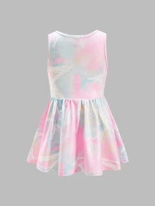 SHEIN Young Girl Young Girl Young Girl Star Pattern Baby Pink One-Piece Sports Princess Outfit, Fitted Design Exposure, Gymnastics And Dance Competitions - Pink - View 8