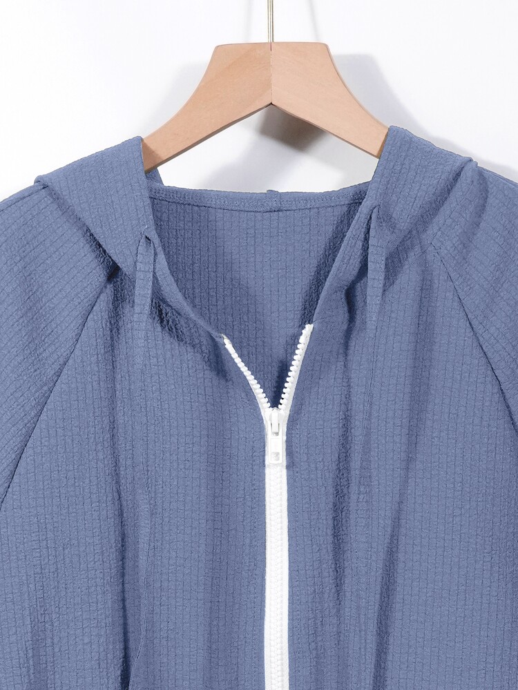 INAWLY Women's Spring/Summer Lightweight Casual Versatile Long Sleeve Hooded Zip-Up Sun Protection Jacket - Blue - View 8