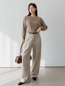 Dazy-Less Solid Color Patchwork Short Sleeve Women's T-Shirt Summer Office Everyday Khaki Minimalist Elegant - Khaki - View 4