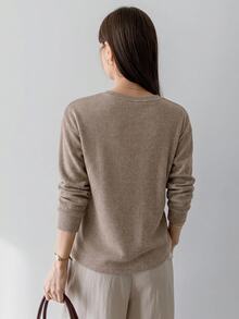 Dazy-Less Solid Color Patchwork Short Sleeve Women's T-Shirt Summer Office Everyday Khaki Minimalist Elegant - Khaki - View 2
