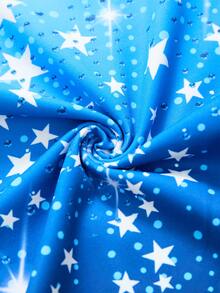 Young Girl Star Pattern Gradient One-Piece Leotard, Blue With Shiny Print, High Elasticity Slim Fit Design, Sports, Summer Athletic - Blue - View 11