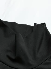 Holdful Holdful Women's Solid Color High Neck Long Sleeve T-Shirt And Waist Knot Skirt Casual Elegant 2 Pieces Set Halloween Office Black Autumn - Black - View 4