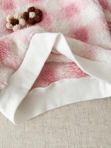 SHEIN Vintaside Kids 女嬰女童冬季羅紋圓領長袖抓絨時尚衛衣搭配百搭休閒水洗牛仔長褲套裝，適合外出、旅行、寒冷天氣購物與休閒穿著 - 淺粉色 - 查看 9