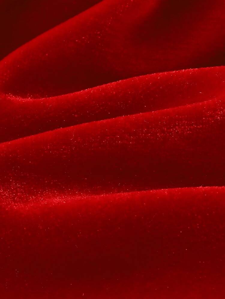 SHEIN 2pcs Baby Girls Velvet Dress Sweet Elegant Bright Red Lace Bib Bow Ruffle Long Sleeve Round Neck Regular Winter Holiday Ballet Aesthetic - Red - View 7