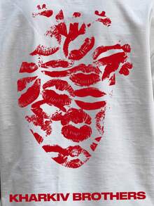 Manfinity Dauomo Men's Letter & Lip Print Crew Neck Short Sleeve Casual T-Shirt - Multicolor - View 4