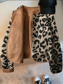 SoleilVie Women Regular Fit Leopard Print Jacket, Autumn/Winter Outerwear, Warm Fall Cloth For Women - Multicolor - View 2