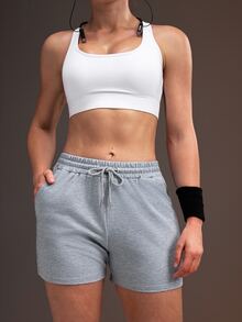 Powerista 夏季休閒運動低腰寬鬆純色運動短褲 黑色 灰色 兩件組 可調節腰帶 健身跑步運動健身 綠色 - 黑色 - 查看 5