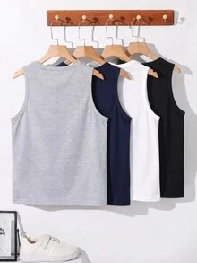 SHEIN 4PCS Young Boys Undershirt Kids - Black and White - View 2