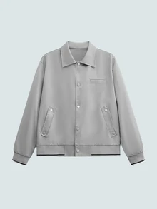 Modcrash Men's Vintage High Street Minimalist American Workwear Spring Short Lightweight Casual Jacket - Light Grey - View 1