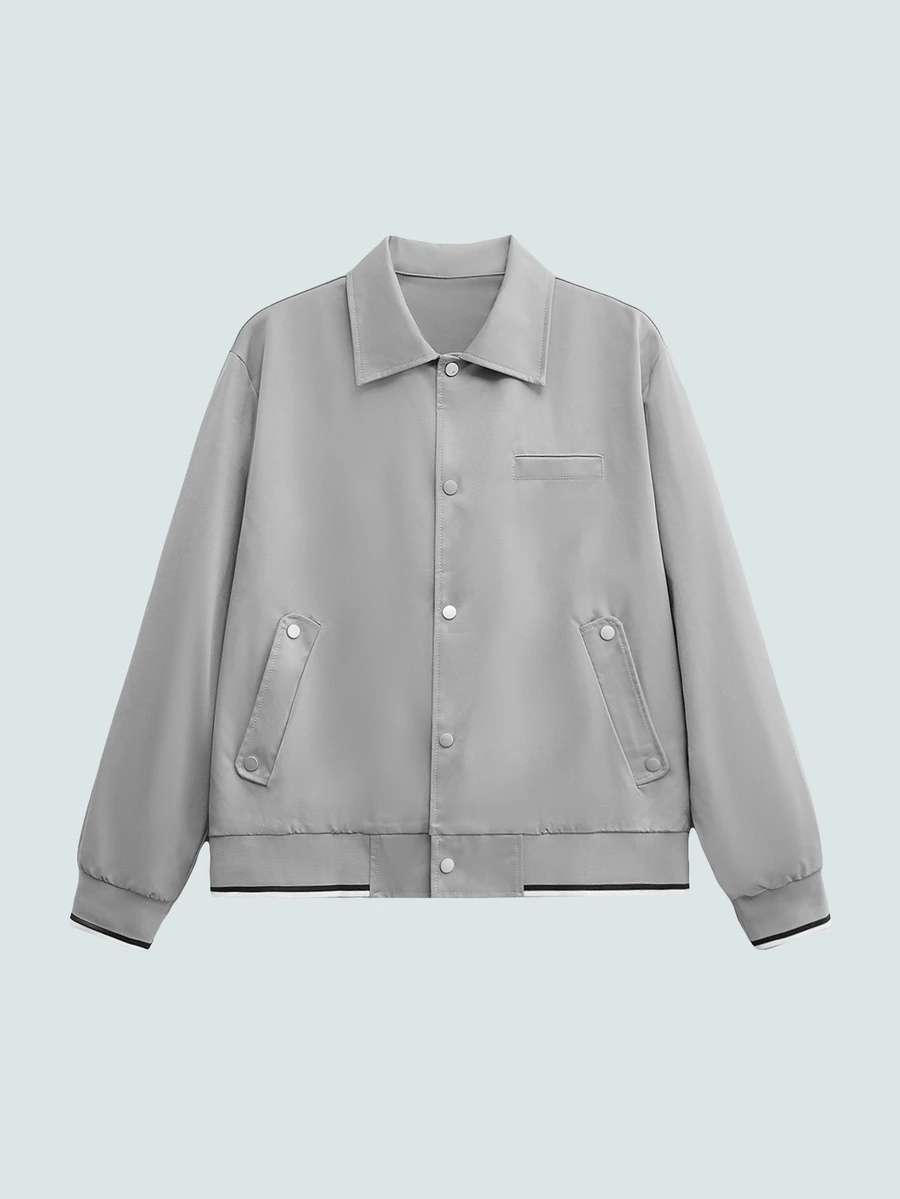 Modcrash Men's Vintage High Street Minimalist American Workwear Spring Short Lightweight Casual Jacket - Light Grey - View 1
