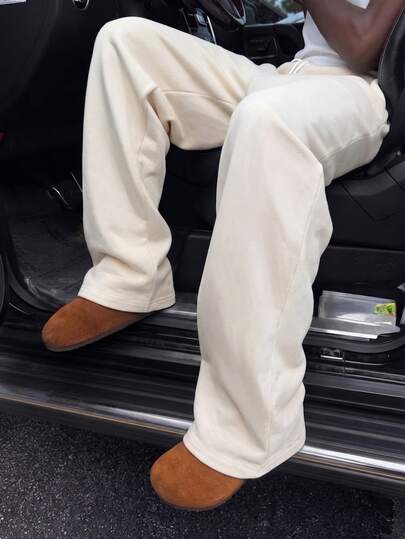 Manfinity Dauomo Autumn Outdoor Wear, Men's Casual Long Pants, Comfortable Regular Fit Long Pants, Minimalist Solid Color Print Pattern, Pattern Design, Daily Outfit