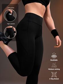 Powerista Women's Casual Athletic Low Rise Solid Color Slim Fit Sports Leggings 2pcs/Pack Black And White Cropped Trousers Gym Pilates Running Outdoor Summer - Black and White - View 3
