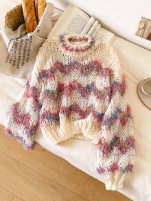 Story & Sage Sweater Kasual Serbaguna Wanita dengan Kerah Bulat dan Motif Blok Warna - MultiWarna - View 3