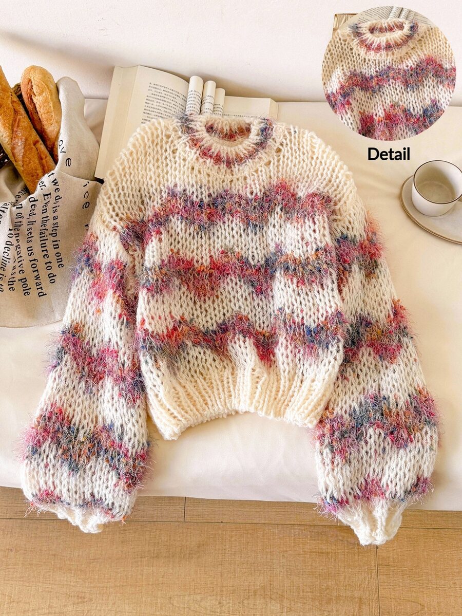 Story & Sage Sweater Kasual Serbaguna Wanita dengan Kerah Bulat dan Motif Blok Warna - MultiWarna - View 1