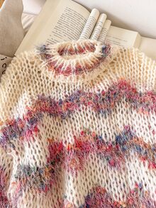Story & Sage Sweater Kasual Serbaguna Wanita dengan Kerah Bulat dan Motif Blok Warna - MultiWarna - View 4