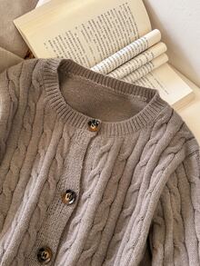 Story & Sage Women's Solid Color Long Sleeve Top And Pants Knit Two Pieces Set - Apricot - View 4