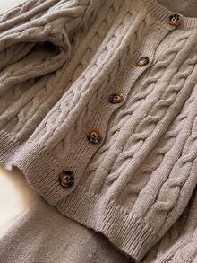 Story & Sage Women's Solid Color Long Sleeve Top And Pants Knit Two Pieces Set - Apricot - View 5