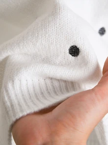 Story & Sage Damen Polka-Dot-Muster Raglan Langarm Lässig Romantisch Elegant Lockerer Pullover Brunch Date Night Weiß und Schwarz Polka-Dot Herbst - Schwarz und Weiss - Übersicht 6