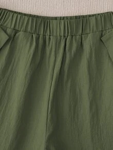 EMERY ROSE Women Casual Daily Wear Side Button Straight Pants - Army Green - View 6