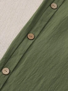 EMERY ROSE Women Casual Daily Wear Side Button Straight Pants - Army Green - View 5
