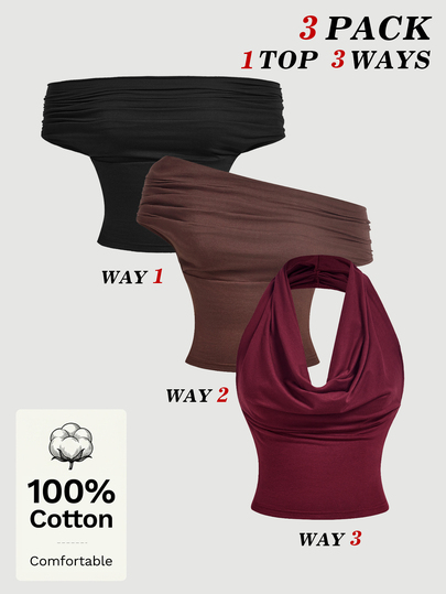 SHEIN MOD 3 piezas/Set de camisetas de tirantes multiusos para mujer