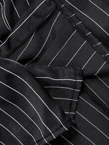 SHEIN MOD Women's Sweetheart Neckline Gigot Sleeve Striped Ruched Fitted Blazer Top And Long Skirt Set - Black - View 13