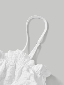 BELROSIE Frill Trim Cami Top & Shorts Christmas Holiday Party Clothes  - White - View 3