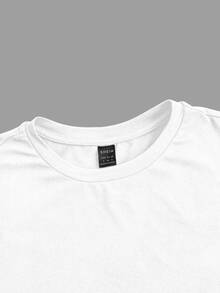 SHEIN ICON Summer Casual Fitted Women T-Shirt, Simple Solid Color Round Neck Crop Sleeve Cropped Top Suitable For Going Out - White - View 4