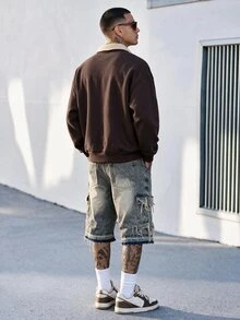 Devon Thys Men's Knitted Casual Loose Fit Thermal Lined Long Sleeve Sweatshirt, Suitable For Autumn/Winter - Brown - View 2