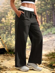 Exploreva Women's Minimalist Color Block Pocket Outdoor Hiking Pants - Black - View 4