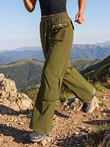 Exploreva Women's Outdoor Sports Hiking Cargo Pants - Army Green - View 1
